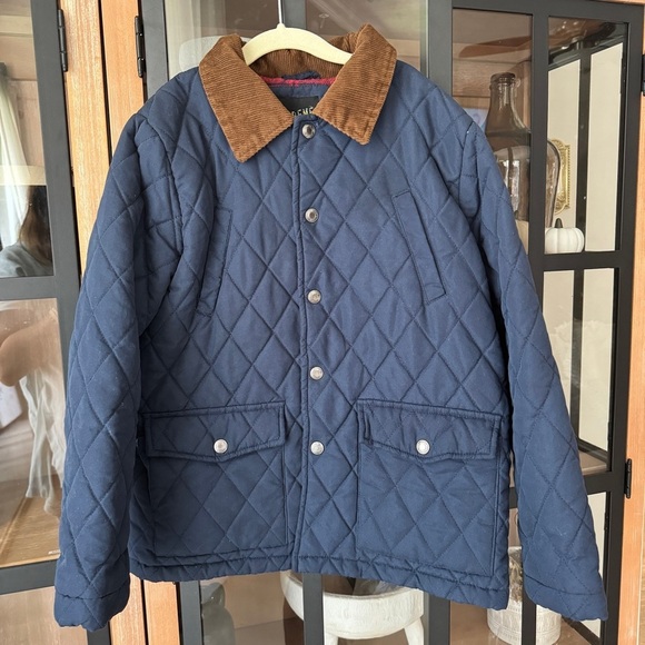 ixtreme barn jacket navy boys quilted field coat corduroy collar snap pockets - Picture 7 of 7
